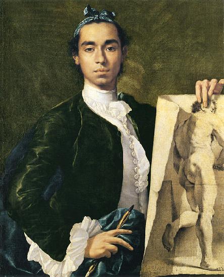 Luis Egidio Melendez Detail of Self-portrait Holding an Academic Study. oil painting picture